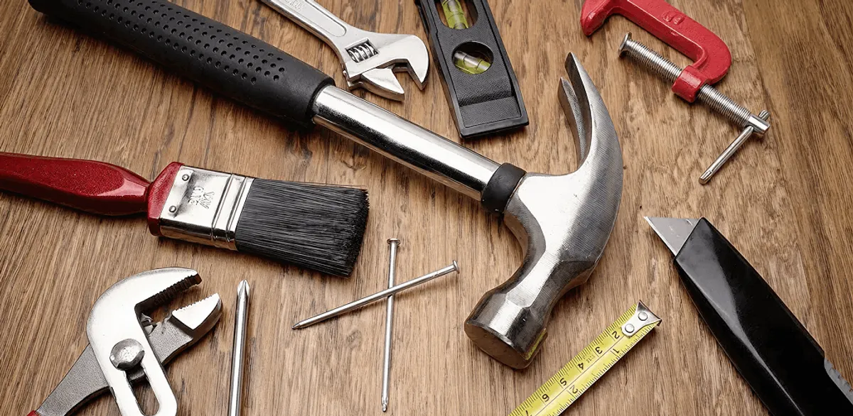 Handyman tools laid out for home repair and maintenance work in Tucson, AZ