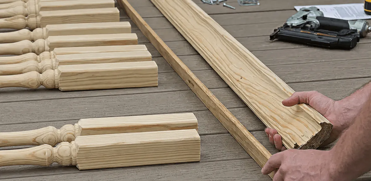 Handrail installation materials and wood components for stair rail work in Tucson, AZ